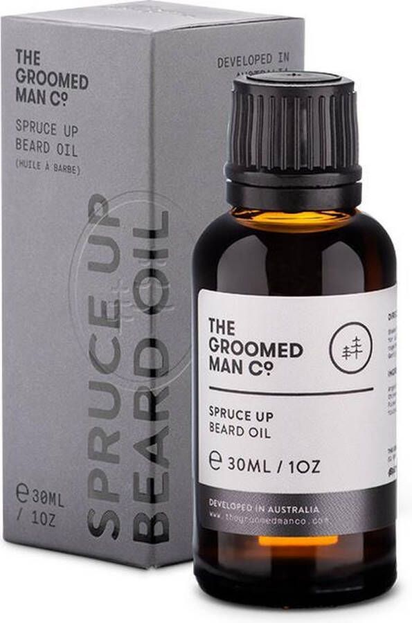 The Groomed Man Co . Spruce Up Beard Oil Premium Baardolie Stimuleert Baardgroei Baard Verzorging Mannen Olie Geur Spar Dennenbomen 30ML