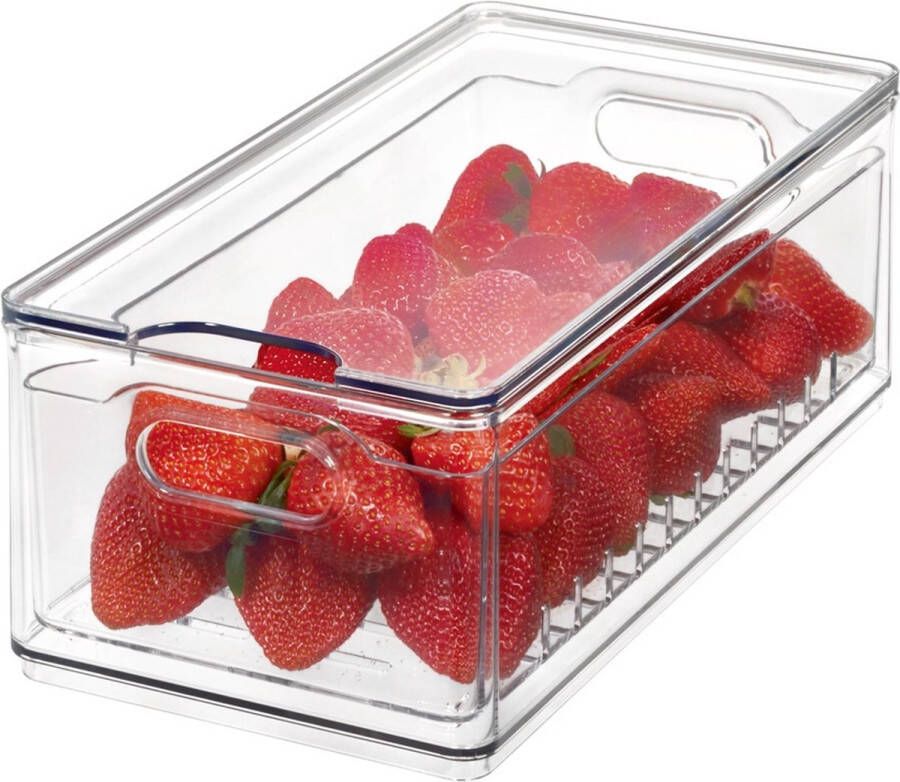 The Home Edit koelkast bak voor fruit large Transparant Stapelbaar & Nestbaar Large (15 x 30 5 x 11 cm)