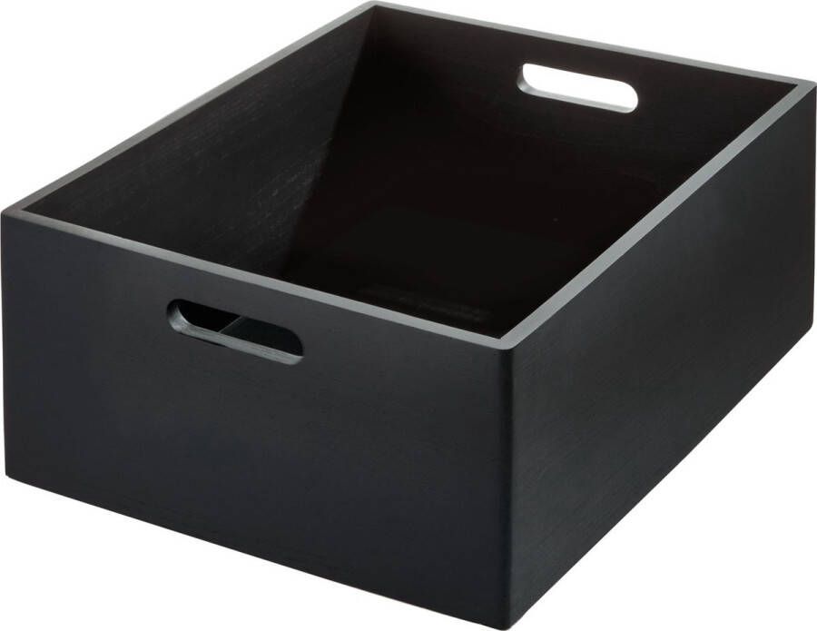 The Home Edit zwarte opbergboxen hout (Opbergbox F) Wooden Onyx Collection Zwart Stapelbaar & Duurzaam