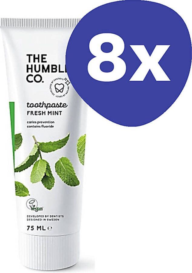 The Humble Co Humble Natuurlijke Tandpasta met Fluoride Fresh Mint (8x 75ml)