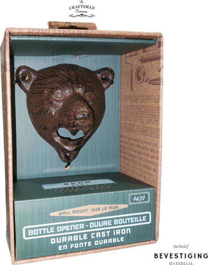 The Kraftsman Co. New York Hoogwaardig Gietijzeren Bieropener Bear Head 0439