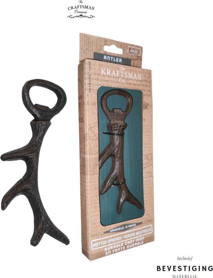 The Kraftsman Co. New York Hoogwaardig Gietijzeren Bieropener Dear Antler 0435