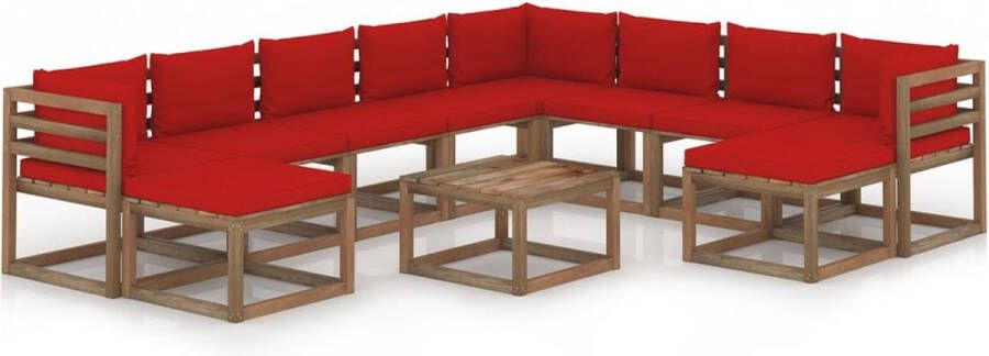 The Living Store Tuinset Grenenhout Rood 60 x 60 x 36.5 cm Modulair