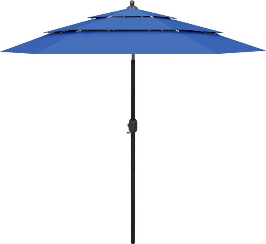 The Living Store 3-laagse Parasol Azuurblauw 250 x 229 cm (ø x H) UV-beschermend polyester