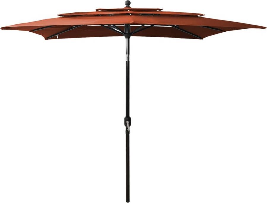 The Living Store 3-laagse parasol Terracotta 250 x 250 x 260 cm UV-beschermend polyester