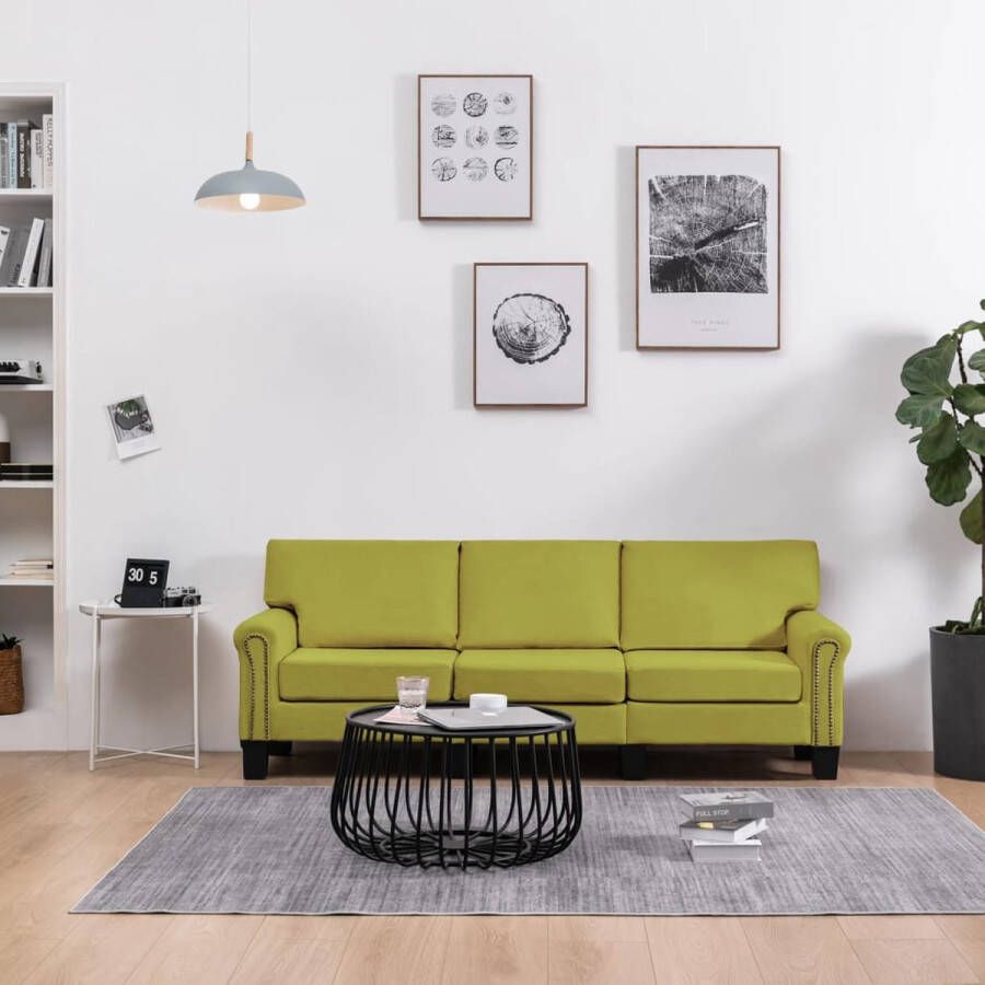 The Living Store 3-Zitsbank Groen 198.5 x 70 x 75 cm Slijtvaste stof Eenvoudig te monteren