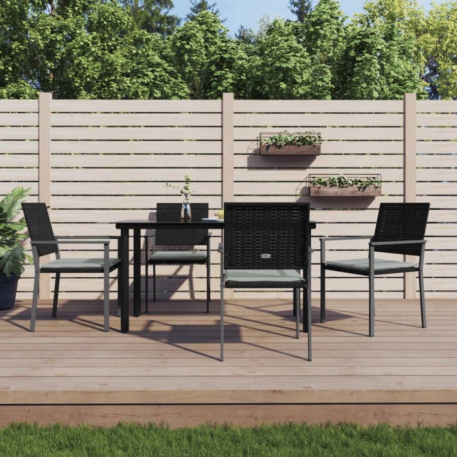 The Living Store 5-delige Tuinset met kussens poly rattan en staal Tuinset