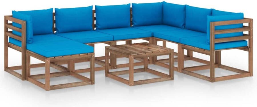 The Living Store Tuinset Grenenhout Modulair Lichtblauw 60x60x36.5cm 60x64x70cm 64x64x70cm 60x60x6cm 60x38x13cm 55.5x38x13cm