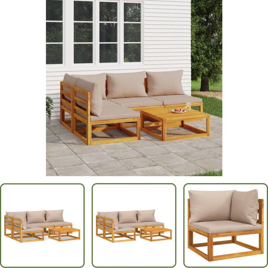 The Living Store Acaciahouten Tuinset Hoekbank Middenbank Tafel 68x68x29 cm 70.5x70.5x65 cm Comfortabel en Flexibel