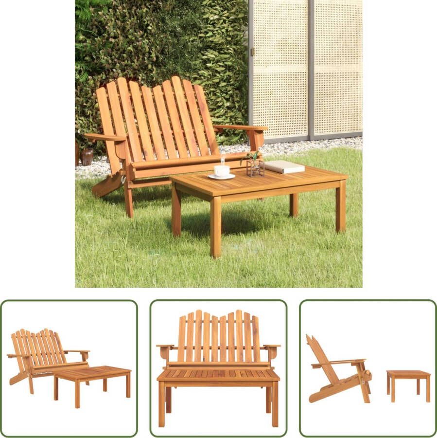 The Living Store Adirondack loungeset massief acaciahout inklapbaar tuinbank 126x84x90 cm salontafel 90x50x36 cm