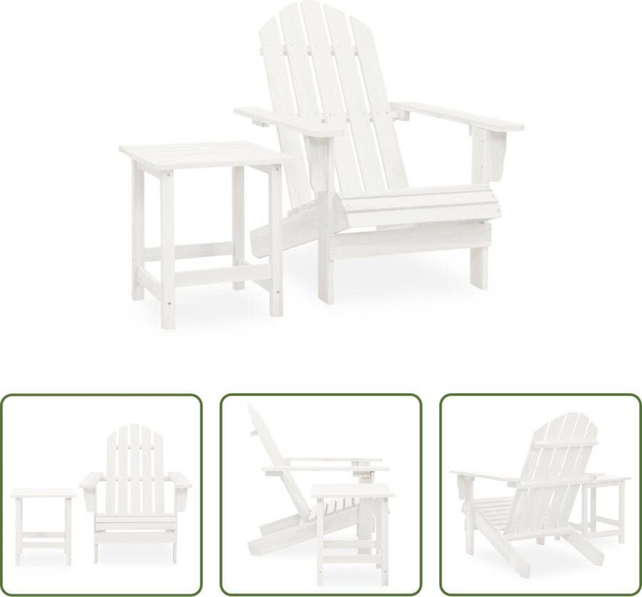 The Living Store Adirondack Stoel Met Tafel Wit 69.5x86.5x89.5 cm Massief Vurenhout