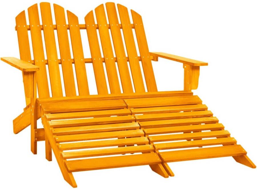 The Living Store Adirondack Stoel met Voetenbanken Massief Vurenhout 119.5 x 147.5 x 89.5 cm Oranje