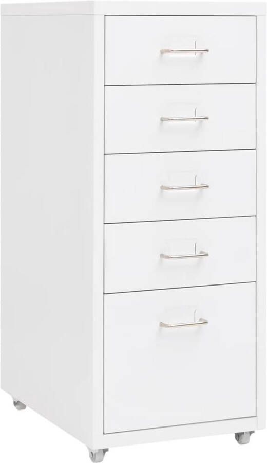 The Living Store Ladeblok verrijdbaar 28x41x69 cm metaal wit Kast