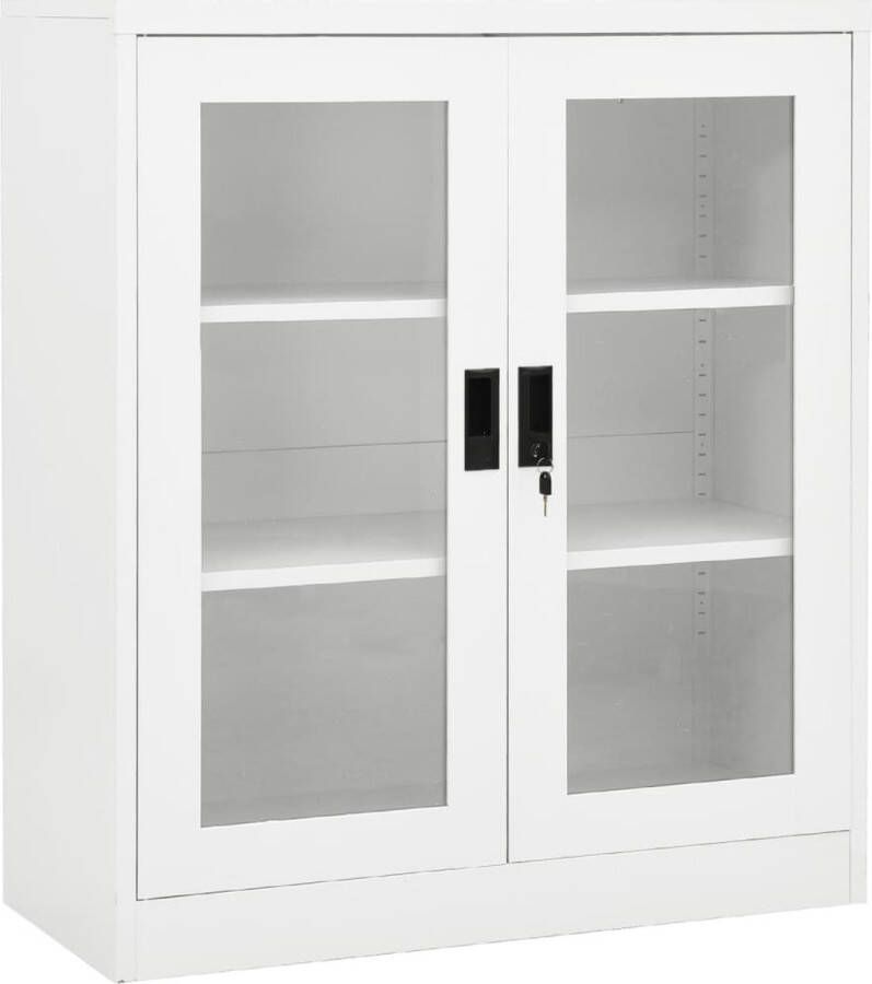 The Living Store Archiefkast Staal Wit 90 x 40 x 105 cm Gehard glas