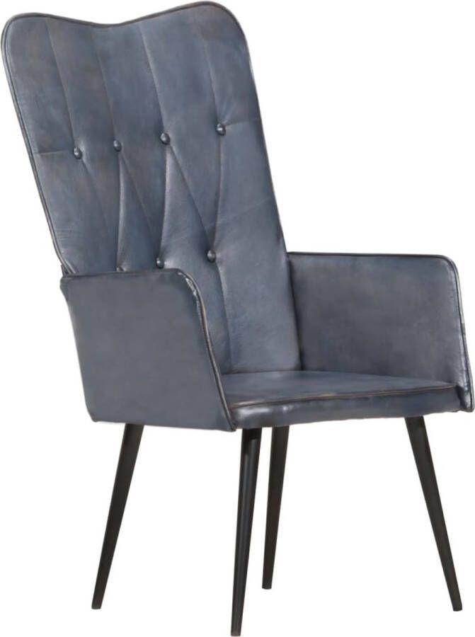 The Living Store Armstoel naam Fauteuil 55 x 41 x 97 Grijs Echt leer ijzer