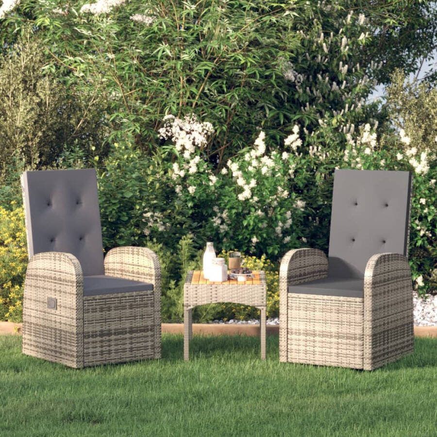 The Living Store Armstoelen Rattan Grijs 57x69x106 cm Verstelbaar Incl Kussens