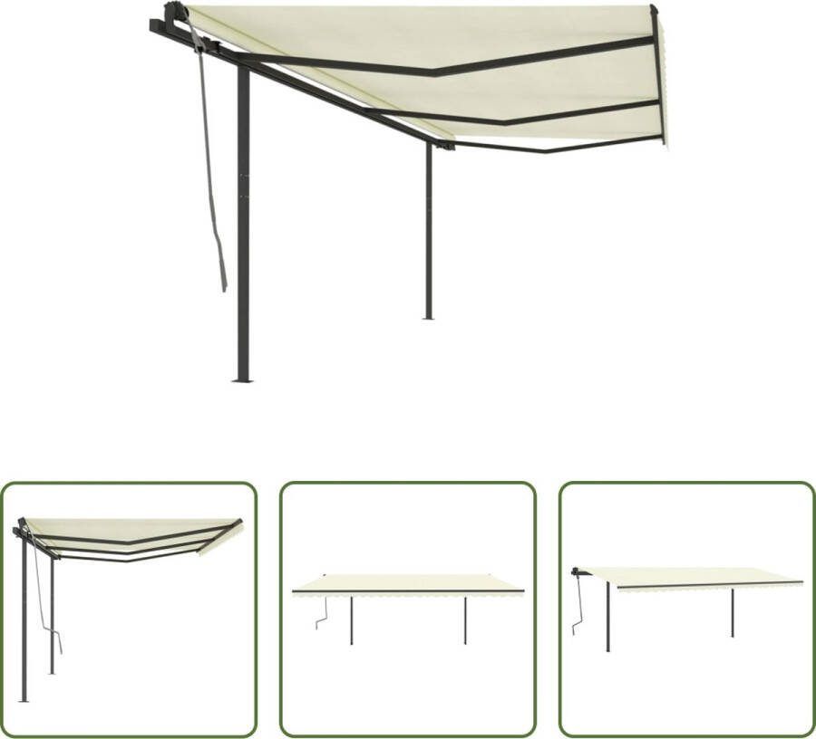 The Living Store Automatisch Uitschuifbare Luifel 600 x 300 cm Crème met Antraciet Frame