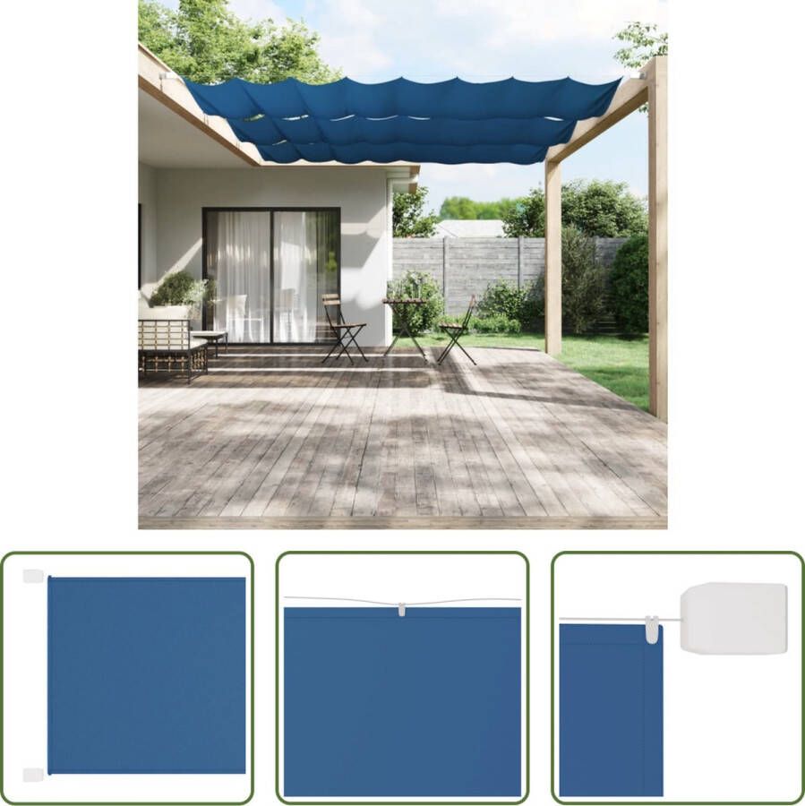 The Living Store Balkonscherm Blauw Oxford Stof 140x1000 cm Windbescherming Privacy