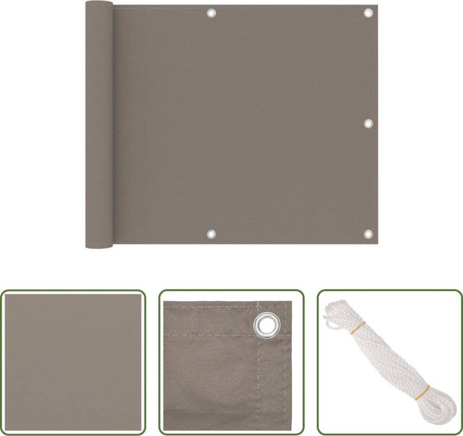 The Living Store Balkonscherm Oxford 75x500 cm Waterbestendig Taupe
