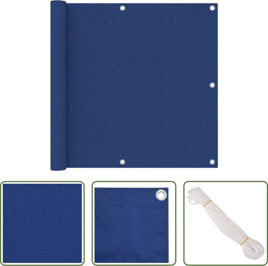 The Living Store Balkonscherm Oxford 90x300 cm Water- en winddicht Blauw UV-bestendig