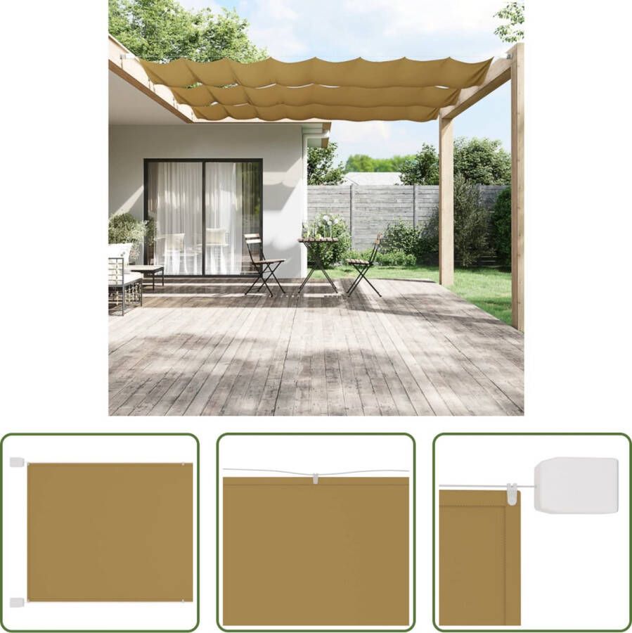 The Living Store Balkonscherm Oxford Stof 100 x 1200 cm Beige