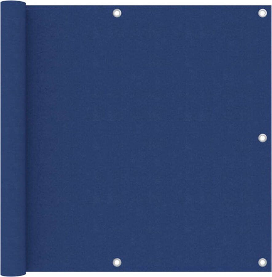 The Living Store Balkonscherm PU-coated oxford stof 90 x 500 cm Blauw Water- en UV-bestendig Aluminium oogjes Inclusief PE touw