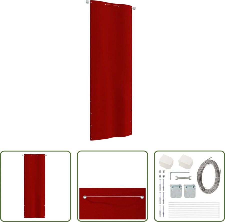 The Living Store Balkonscherm Rood 80 x 240 cm Waterbestendig en UV-bescherming