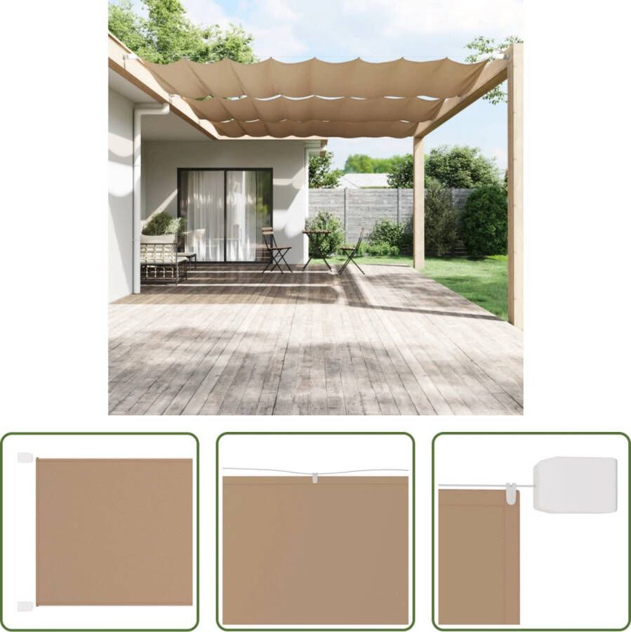 The Living Store Balkonscherm Verticaal 200x420 cm Taupe Oxford stof Waterbestendig UV-bestendig