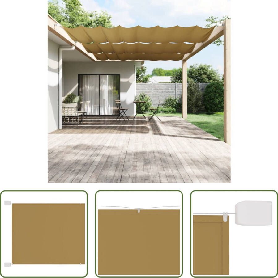 The Living Store Balkonscherm Verticaal Beige 200x360 cm Oxford Stof