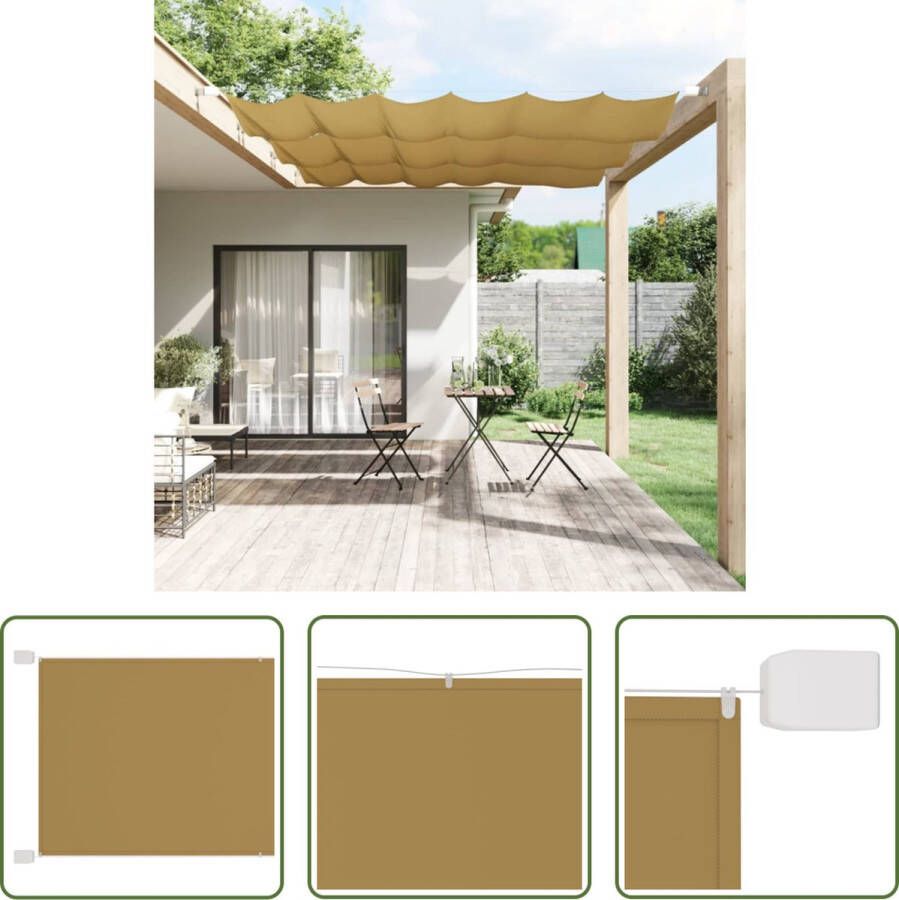 The Living Store Balkonscherm Verticaal Oxford Stof 100 x 270 cm Beige