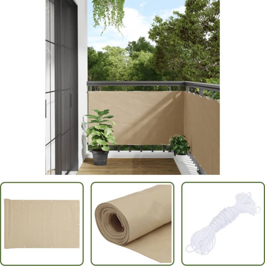 The Living Store Balkonscherm Waterbestendig 75 x 300 cm Beige