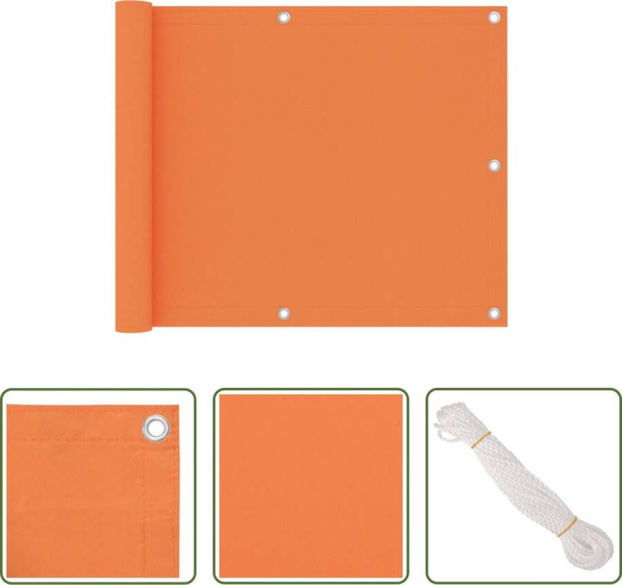 The Living Store Balkonscherm Waterbestendig 75 x 600 cm Oranje PU-gecoat oxford stof