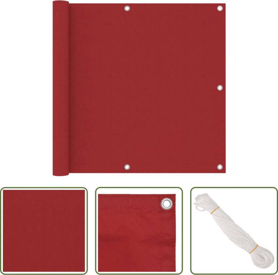 The Living Store Balkonscherm Waterbestendig Oxford Stof 90x500 cm Rood