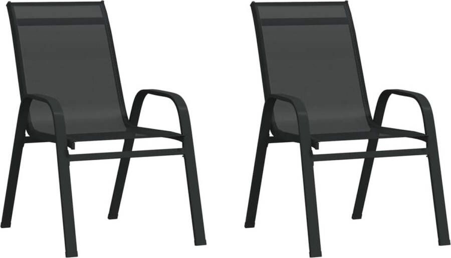 The Living Store Balkonstoelen Zwart 55 x 65 x 89 cm Waterbestendig Gepoedercoat Staal Textileen