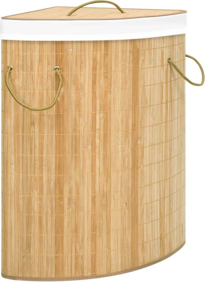 The Living Store Bamboe Hoekwasmand 52.3 x 37 x 65 cm 60 L Uitneembare stoffen voering Milieuvriendelijk