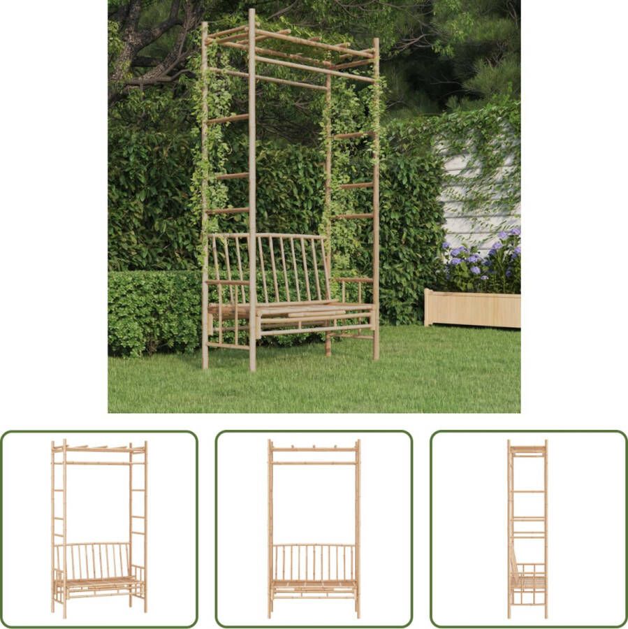 The Living Store Bamboe Pergola Tuinbank 116 x 52 x 220 cm Duurzaam Stevig Voor Klimplanten Inclusief Montagehandleiding