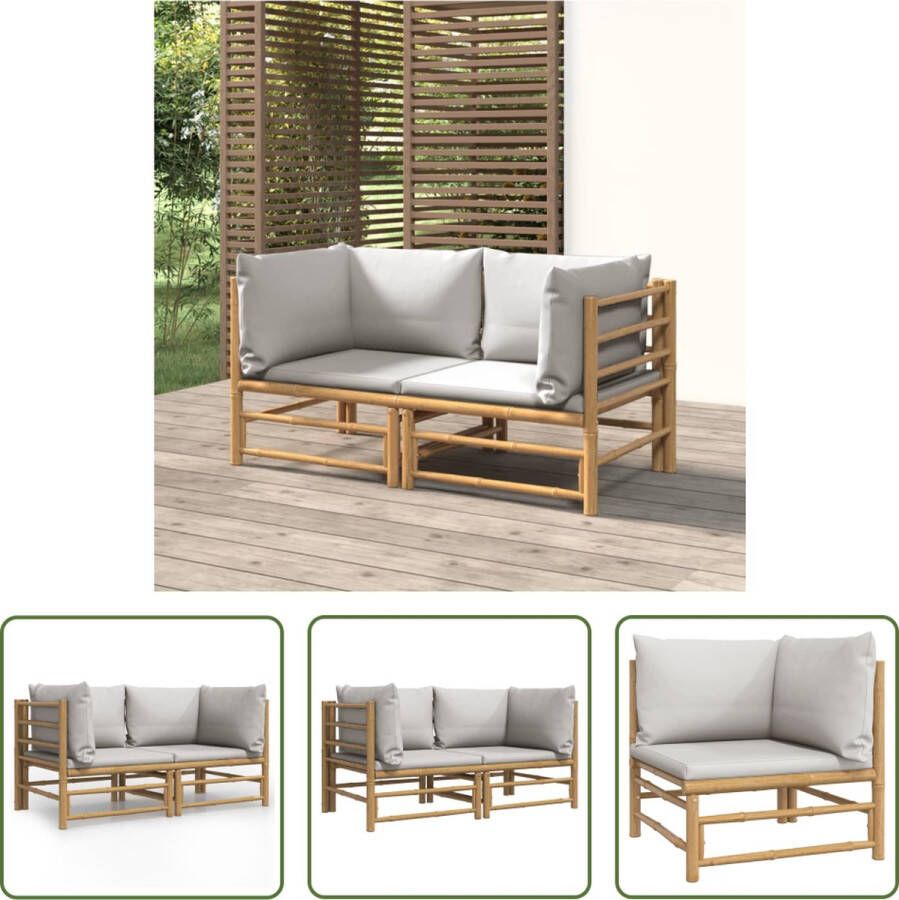 The Living Store Bamboe Tuinhoekbank Hoekbank 69x69x65cm Inclusief kussens