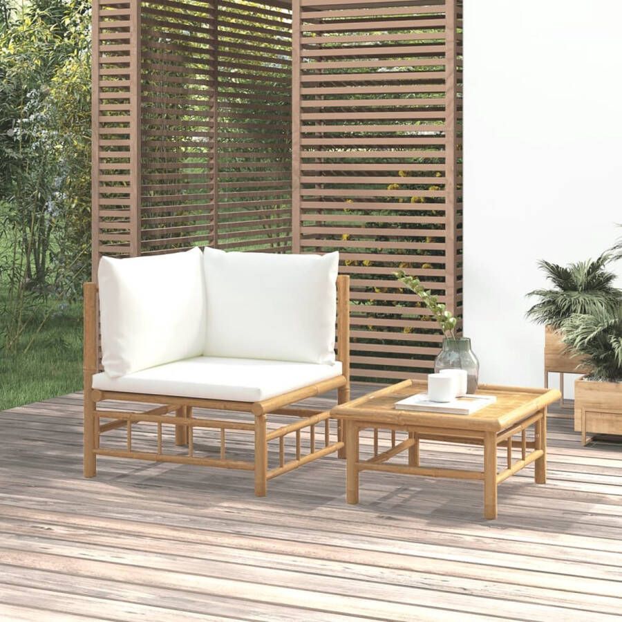 The Living Store Bamboe Tuinset Hoekbank + Tafel Comfortabel en Modulair
