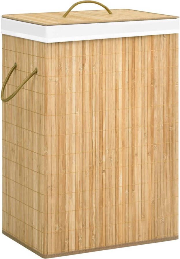 The Living Store Bamboe Wasmand 40 x 30 x 60 cm Uitneembare voering Opvouwbaar
