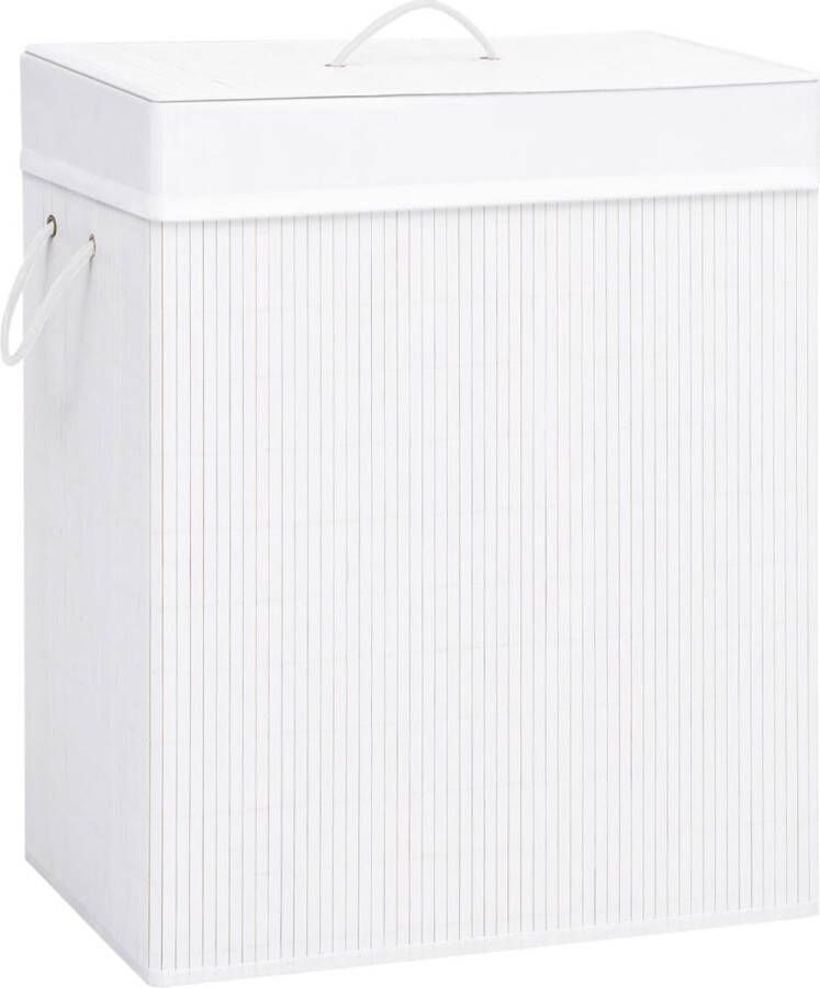 The Living Store Bamboe Wasmand Wasmanden 43.5 x 33.5 x 65.5 cm Wit