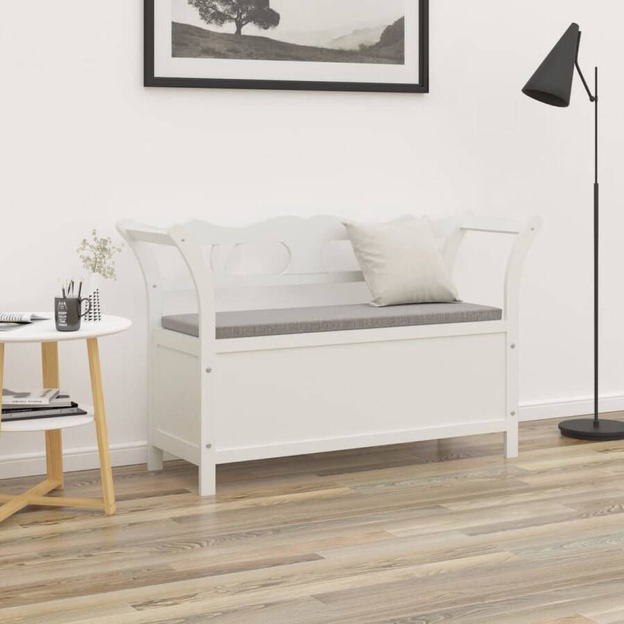 The Living Store Bank White s Bench 107 x 45 x 75.5 cm Solid Pine Wood Storage Backrest and Armrests Easy Assembly