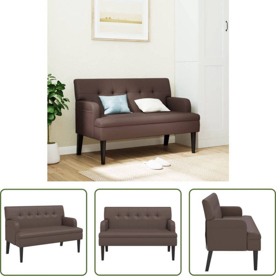 The Living Store Bankje Bruin 112 x 65.5 x 75 cm Kunstleer Massief rubberhout Montage vereist