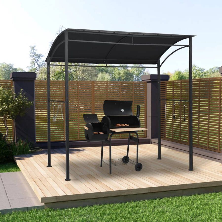 The Living Store Barbecue Paviljoen Staal en stof 215 x 150 x 220 cm Weerbestendig