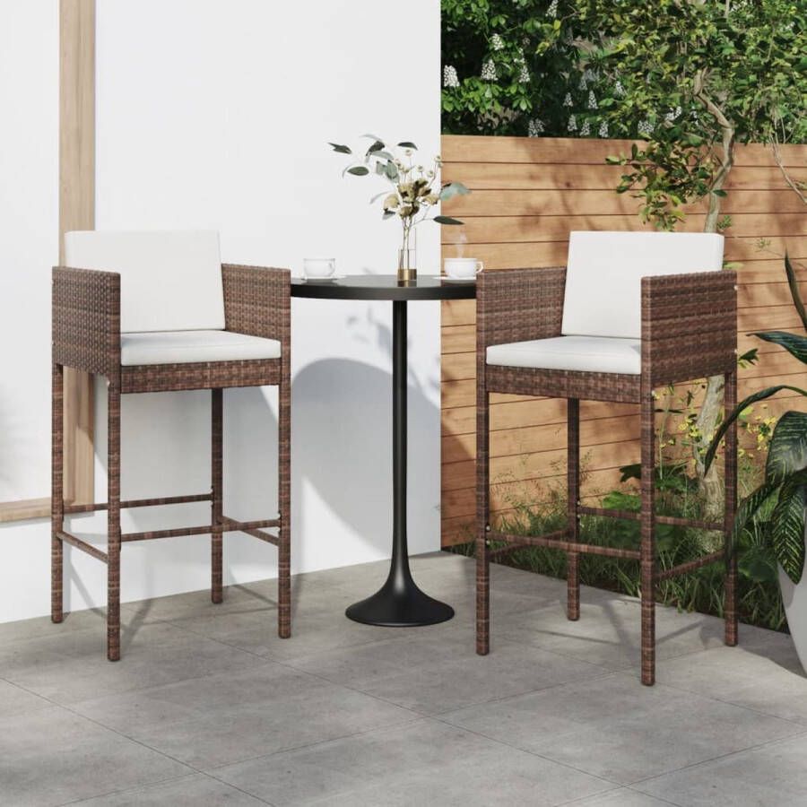 The Living Store Barkruk Poly Rattan Bruin 50 x 48 x 100 cm Stabiel en Stevig