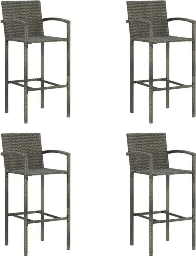 The Living Store Barkrukken Grijs 52x56x118cm PE-rattan gepoedercoat staal