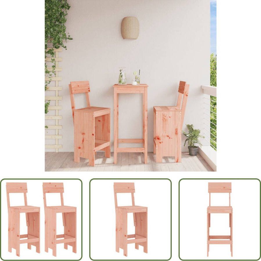 The Living Store Barkrukken Massief grenenhout 75 cm zithoogte Rugleuning en voetensteun 40 x 48.5 x 115.5 cm (LxBxH) Onbehandeld douglashout Draagvermogen 110 kg 2 stuks
