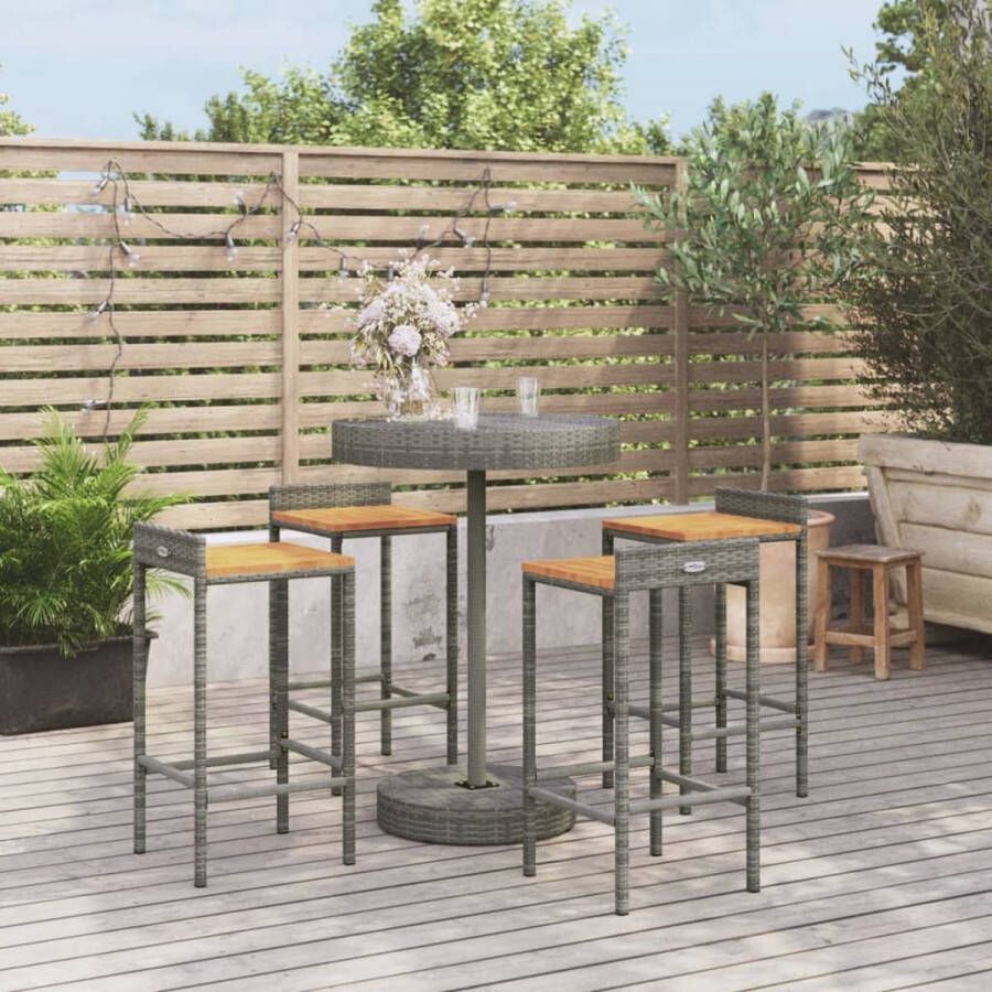 The Living Store Barkrukken Set Trendy Tuinbarset Tuinmeubelen 40x44x86 cm Grijs