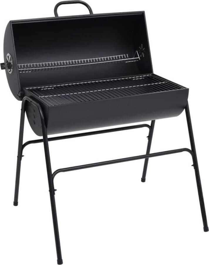 The Living Store Barrelgrill Houtskoolbarbecue 80 x 73 x 90 cm Groot kookoppervlak Stalen constructie