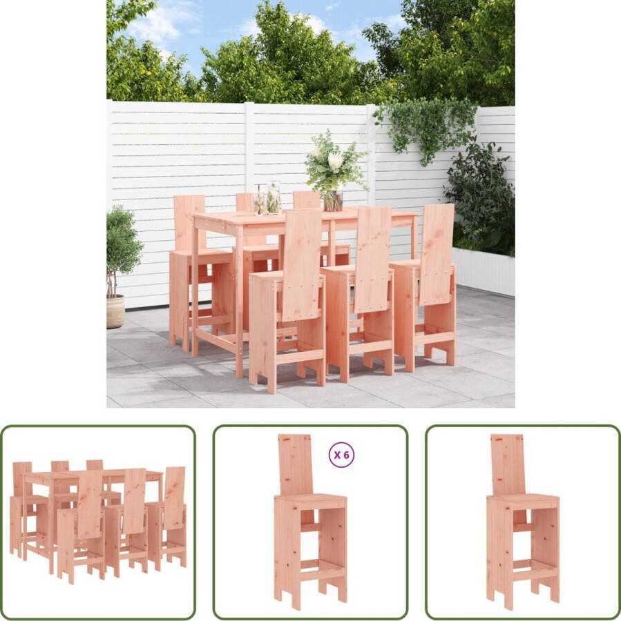 The Living Store Barset Douglas Hout 159.5x82.5x110 cm Comfortabele Barkrukken Geschikt voor Tuin Terras en Balkon