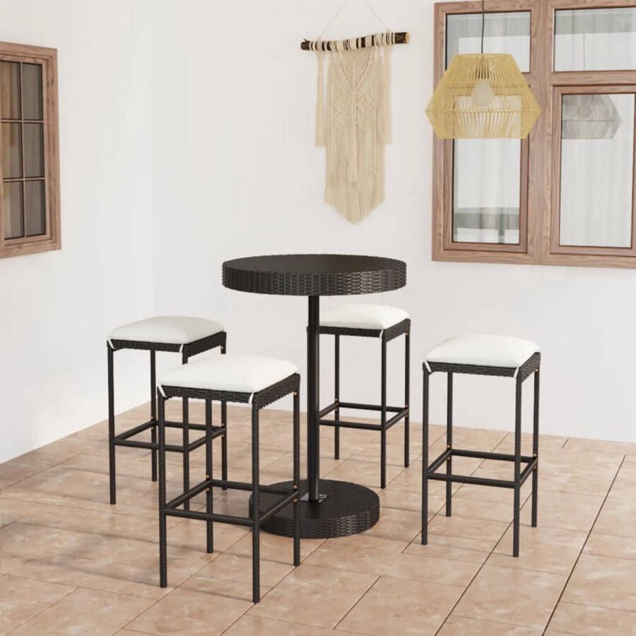 The Living Store Barset Parijs Bartafel 75.5 x 106 cm Kruk 38 x 38 x 76 cm Zwart